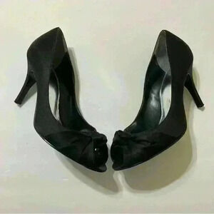 Monet Satin Heels wedding Dress up Size 8M Black Formal Party Cocktail Wedding